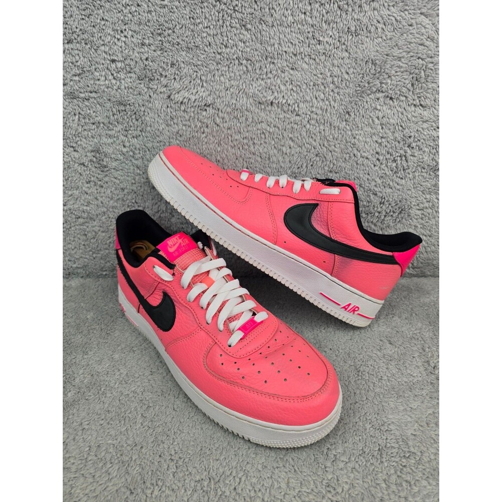 Nike Air Force 1 Size 13 Pink Black White Leather Low Top Men's Sneakers.